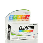 Centrum Lutein Tablets 100Ct packaging showcasing multivitamin dietary supplement for adult nutrition.